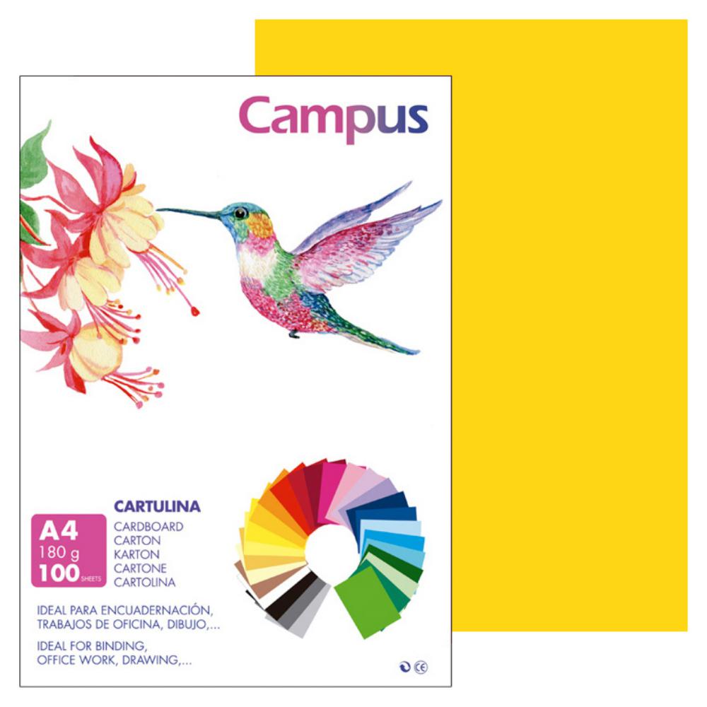 CARTULINA A4 MAKRO AMARILLO GUALDA 180G 100UD
