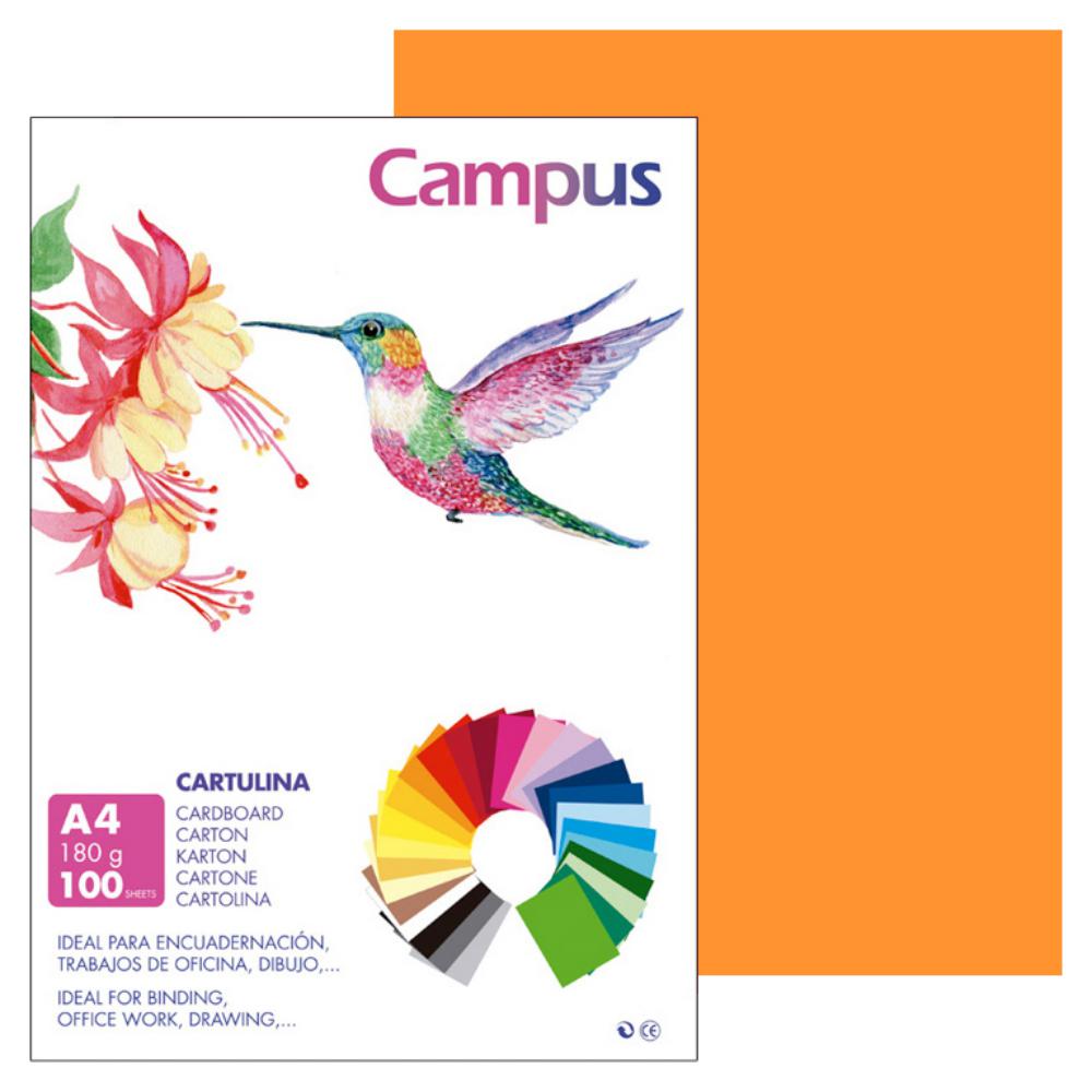 CARTULINA A4 MAKRO NARANJA 180G 100UD