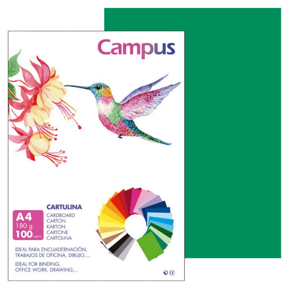CARTULINA CAMPUS A4 VERDE ABETO 180G 100UD
