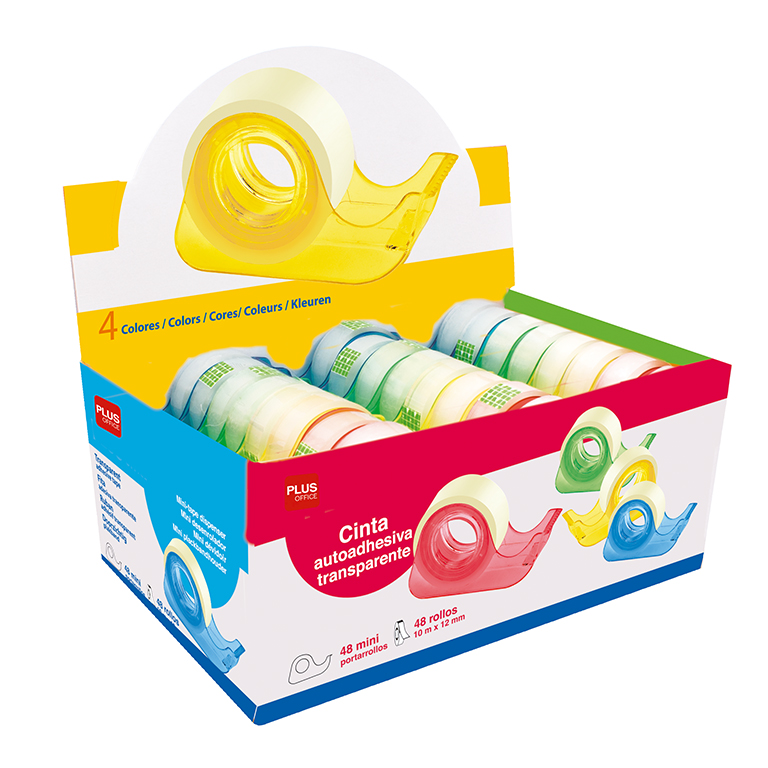 CINTA ADHESIVA 12mmX10m PORTARROLLO