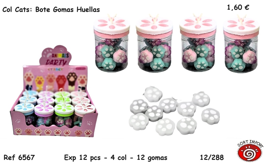 BOTE GOMAS HUELLAS CATS 6567