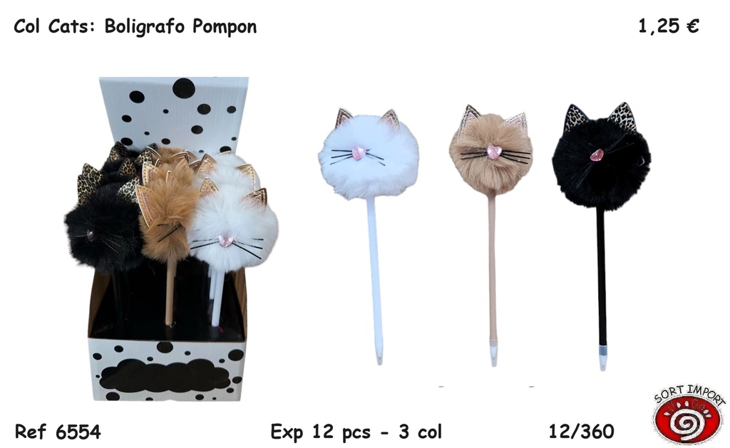 COL CATS BOLIGRAFO POMPON 6554