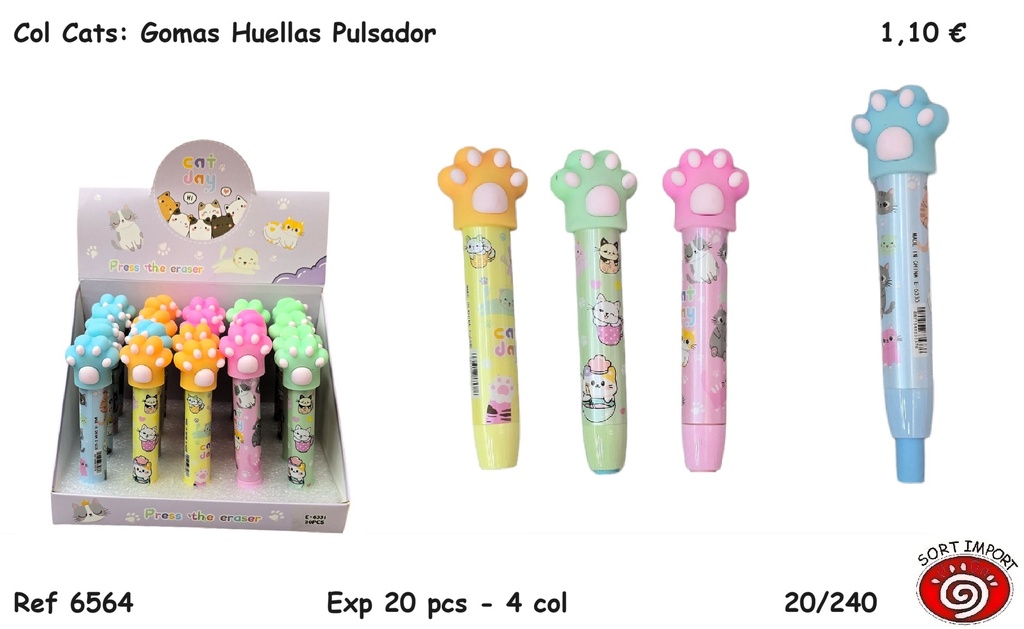 GOMA RETRACTIL CATS HUELLAS 6564