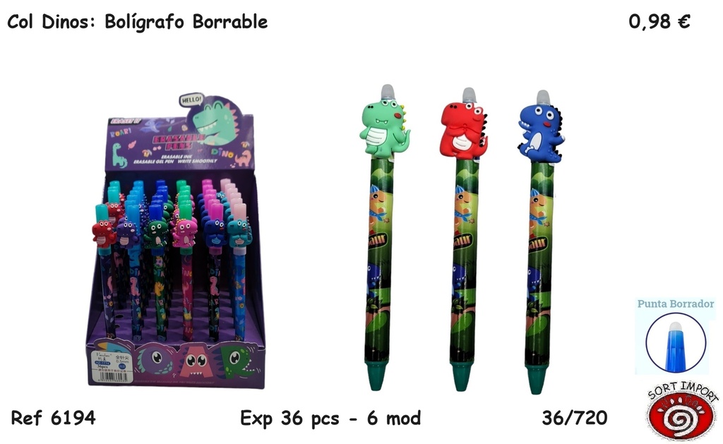 COL DINOS BOLIGRAFO BORRA.6194