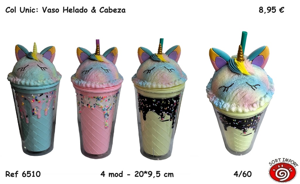 VASO UNICORNIO HELADO&CABEZA 6510