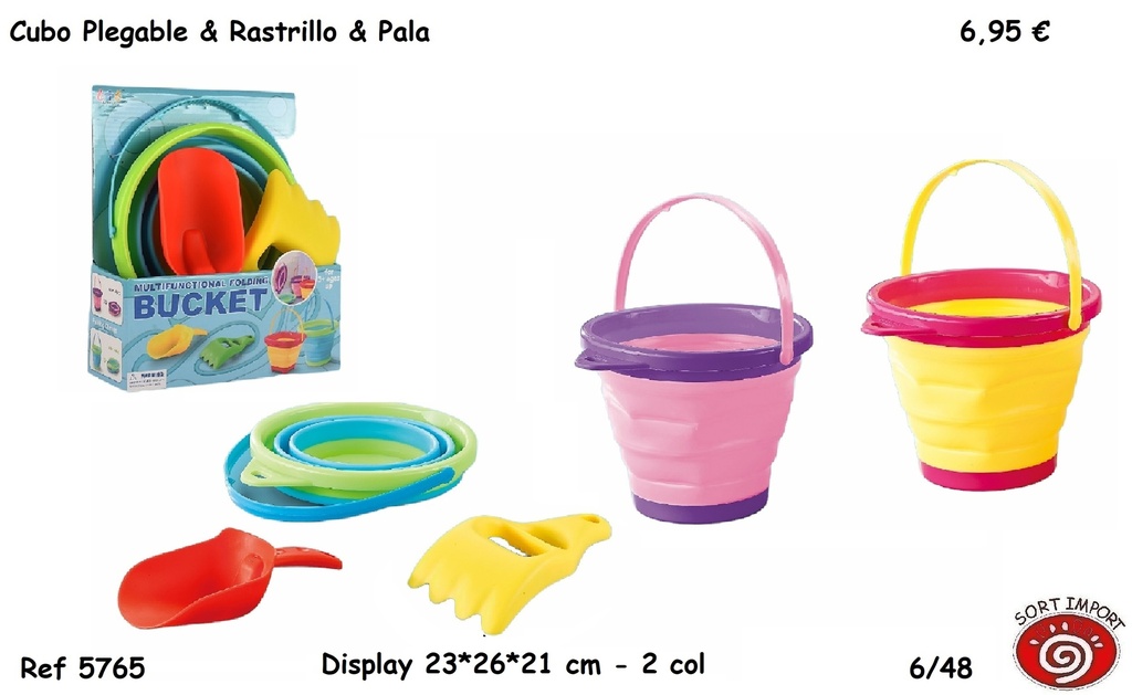 CUBO PLEGABLE CON RASTRILLO Y PALA 5765