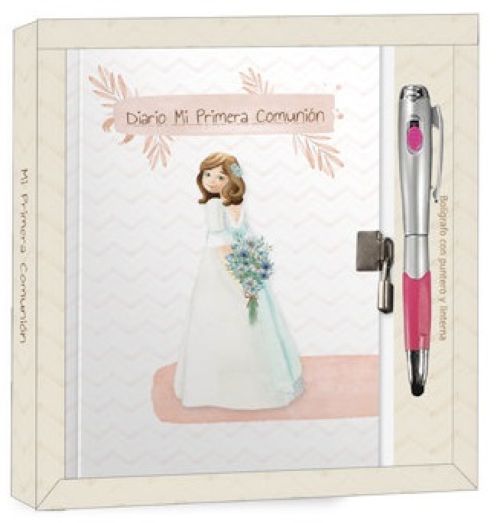 DIARIO COMUNION NIÑA+BOLIGRAFO MULTIFUNCION