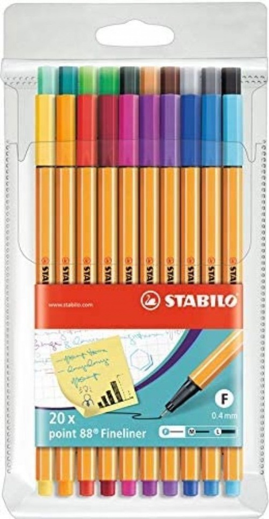 ESTUCHE 20 COLORES STABILO POINT 88