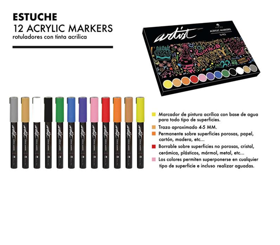 ESTUCHE ACRILICO.12COL.AB-0612