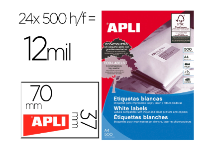 ETIQUETA ADHESIVA APLI 1783 BLANCA 500H