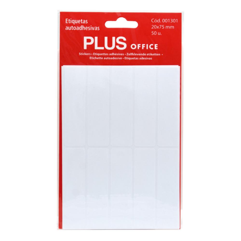 ETIQUETAS AUTOADHESIVAS PLUS OFFICE 20X75 MM 50 ETIQUETAS 5 HOJAS