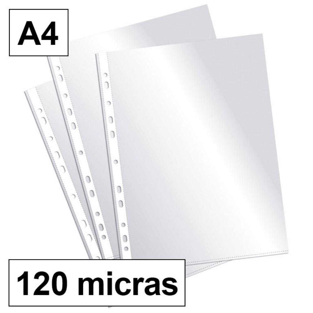 FUNDA MULTITALADRO A4 CRISTAL 120MC 100U