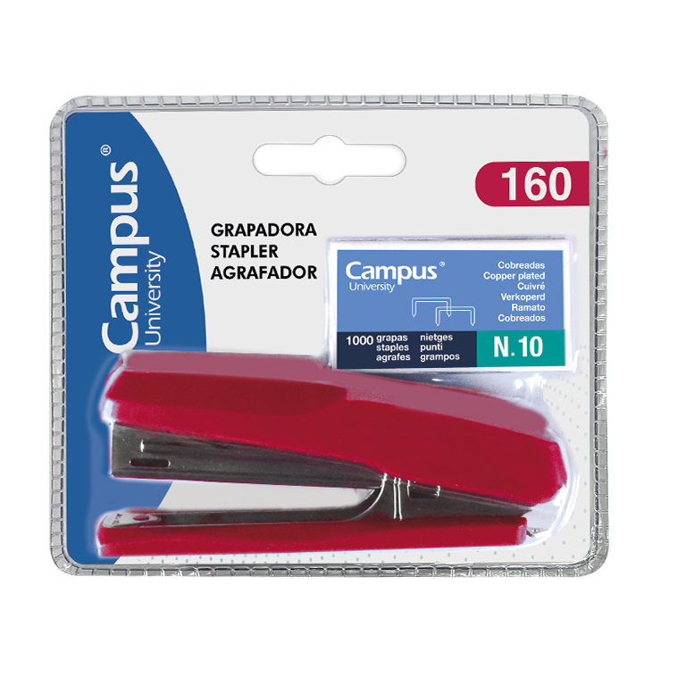 GRAPADORA 160 MINI+GRAPAS ROJO BLISTER