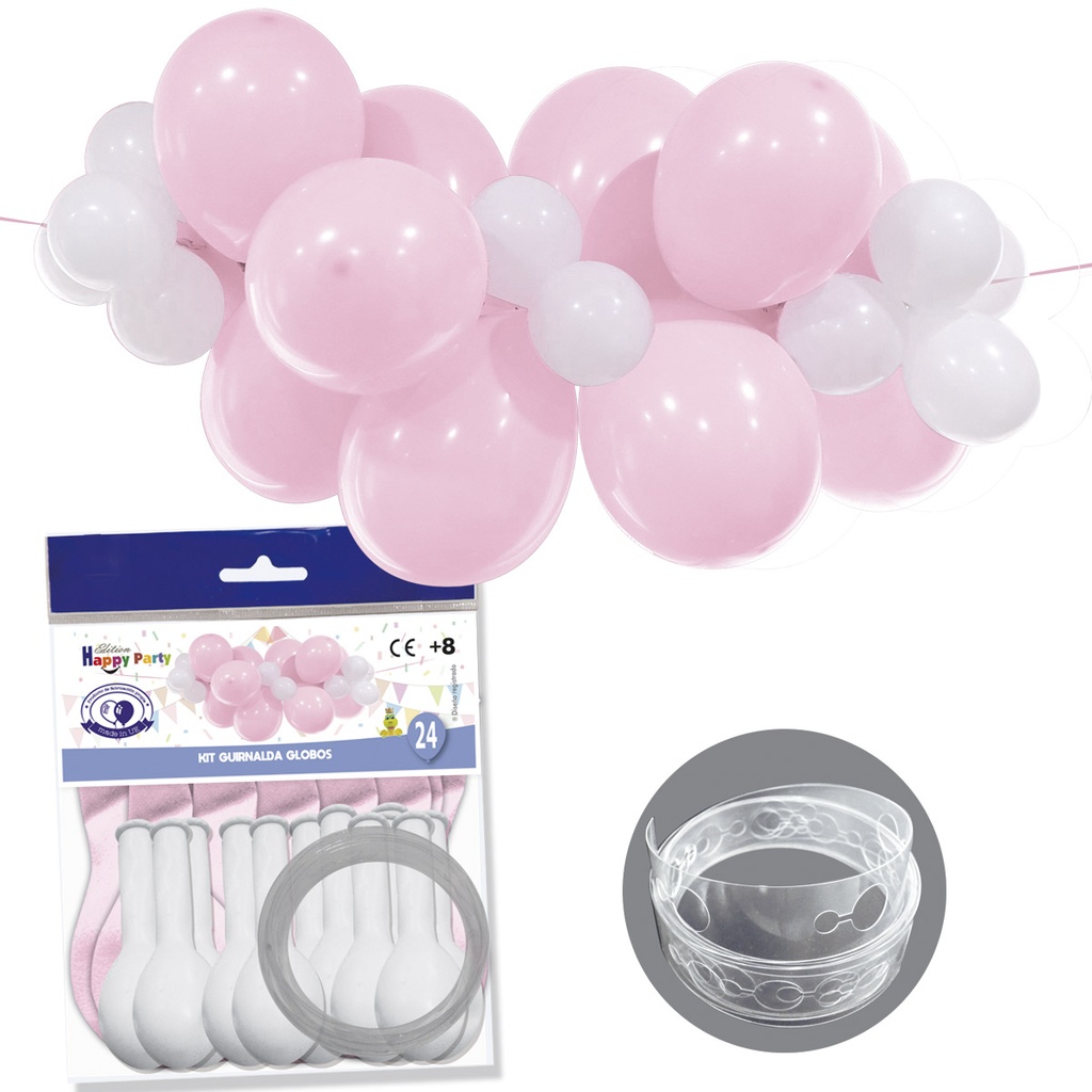 GUIRNALDA 24 GLOBOS ROSA/BLANCO 2426-7301