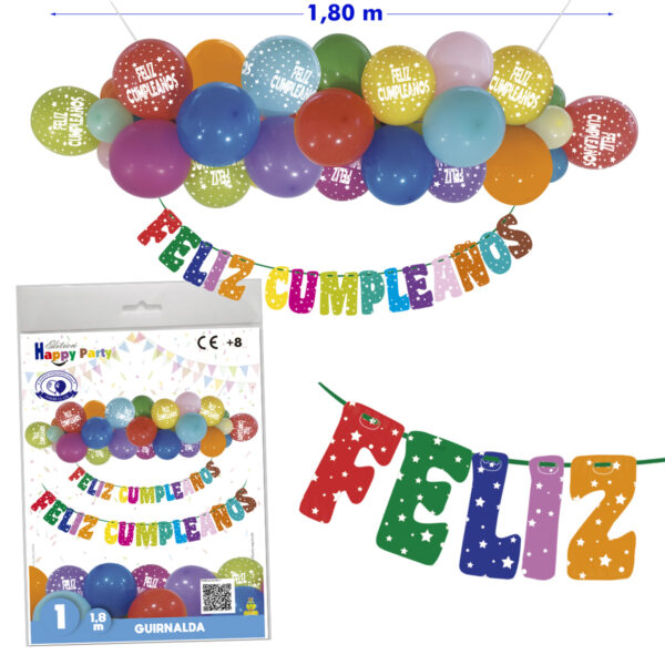GUIRNALDA GLOBOS MIX FELIZ CUMPLEAÑOS 5393