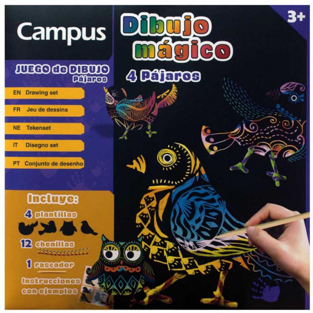 LAMINA DIBUJO MAGICO PAJAROS