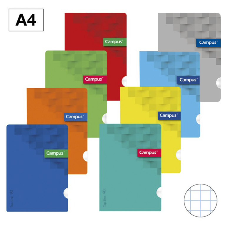 LIBRETA GRAPADA CAMPUS A4 TAPA BASICA 48 HOJAS 90G CUADRICULA 6MM