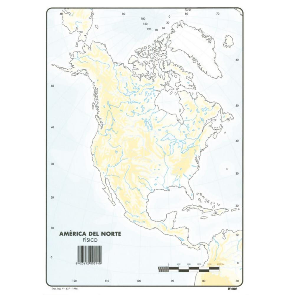 MAPA MUDO AMERICA NORTE FISICO