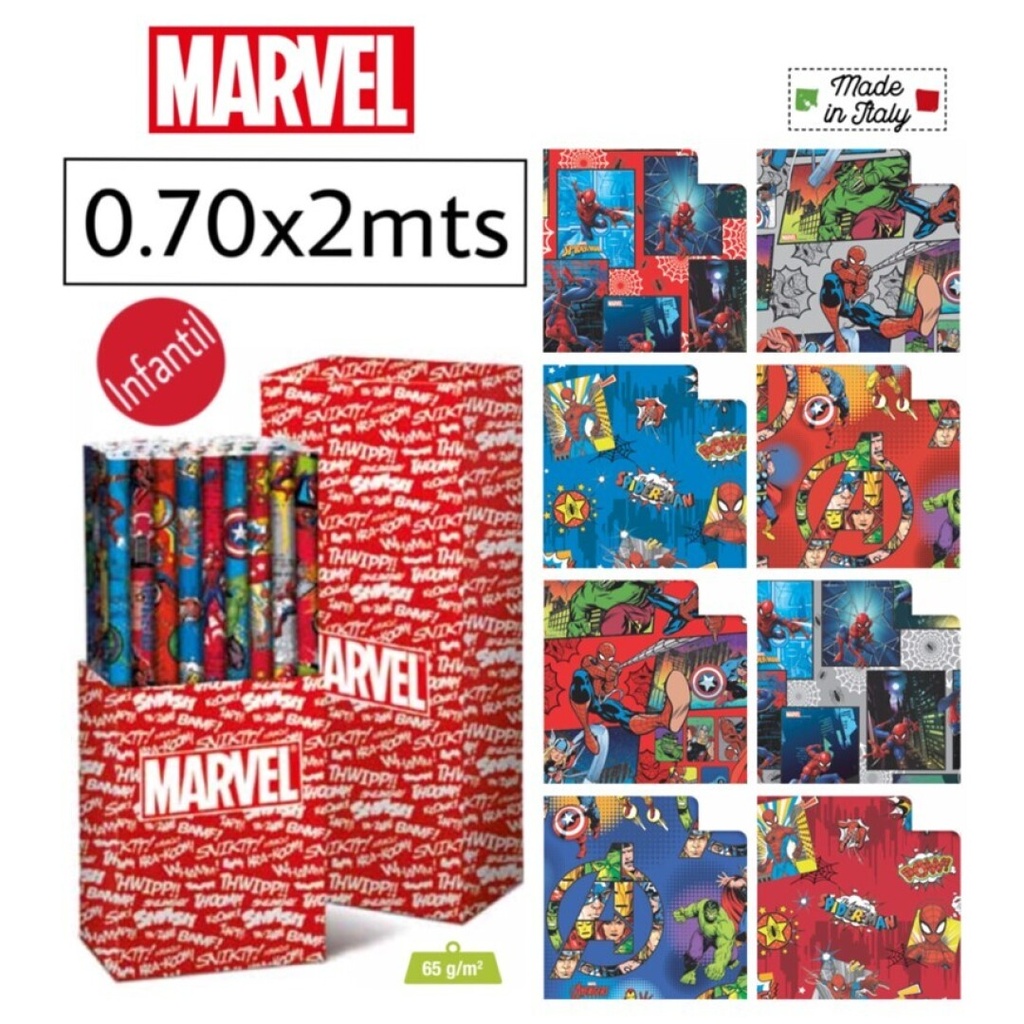 PAPEL REGALO TT MARVEL 0.70x2MTRS (50ud)