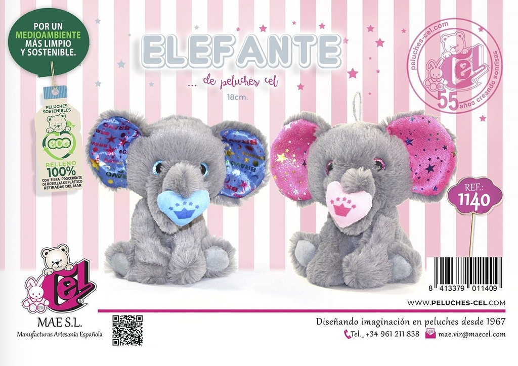 PELUCHE ELEFANTE CORAZON SURTIDO