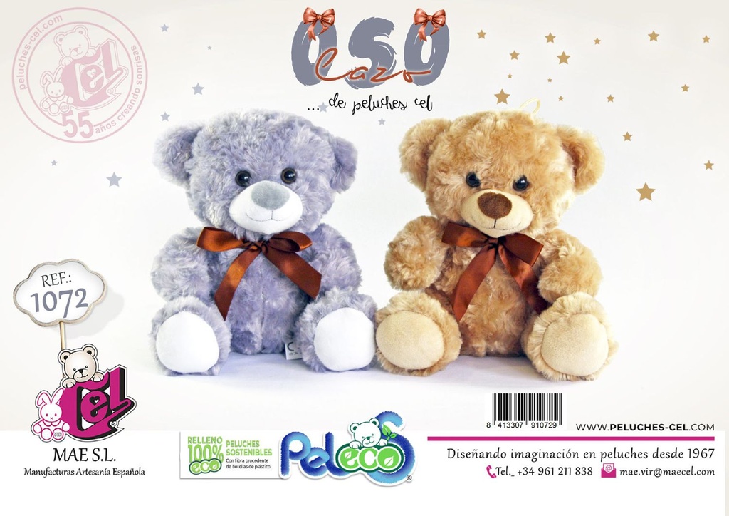 PELUCHE OSO LAZO 2 COLORES