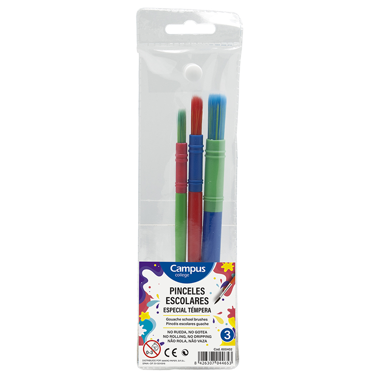 PINCEL ACUARELA BOLSA 3U S-M-L