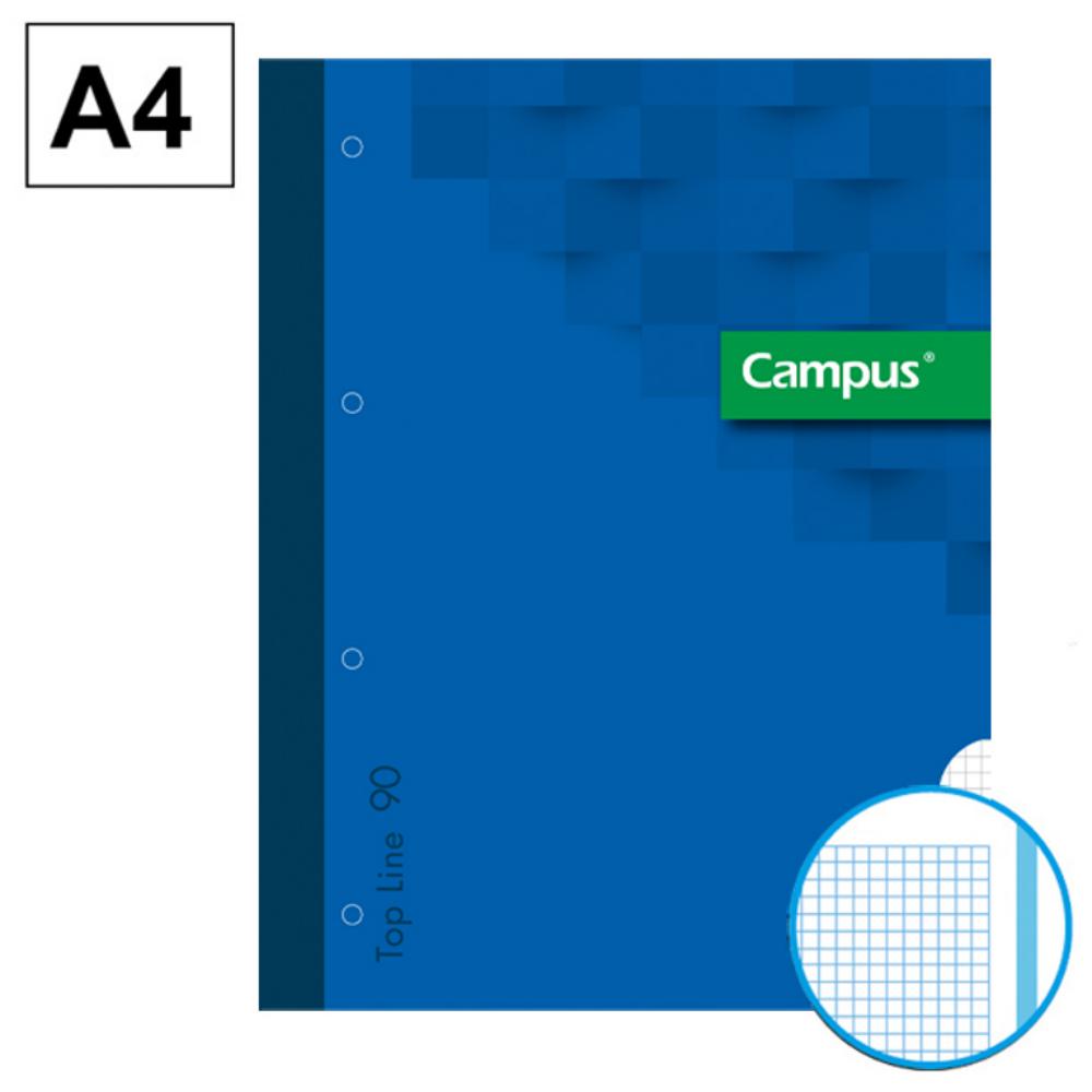 BLOC ENCOLADO DE RECAMBIOS CAMPUS A4 80H 90G CUADRICULA 5 MM BANDA AZUL