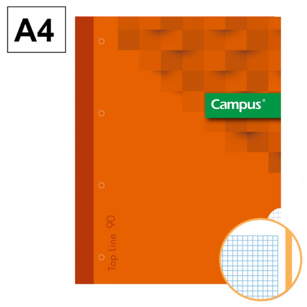 RECAMBIO ENCOLADO CAMPUS A4 4 TALADROS 90G 80H NARANJA CUADRICULA 5MM