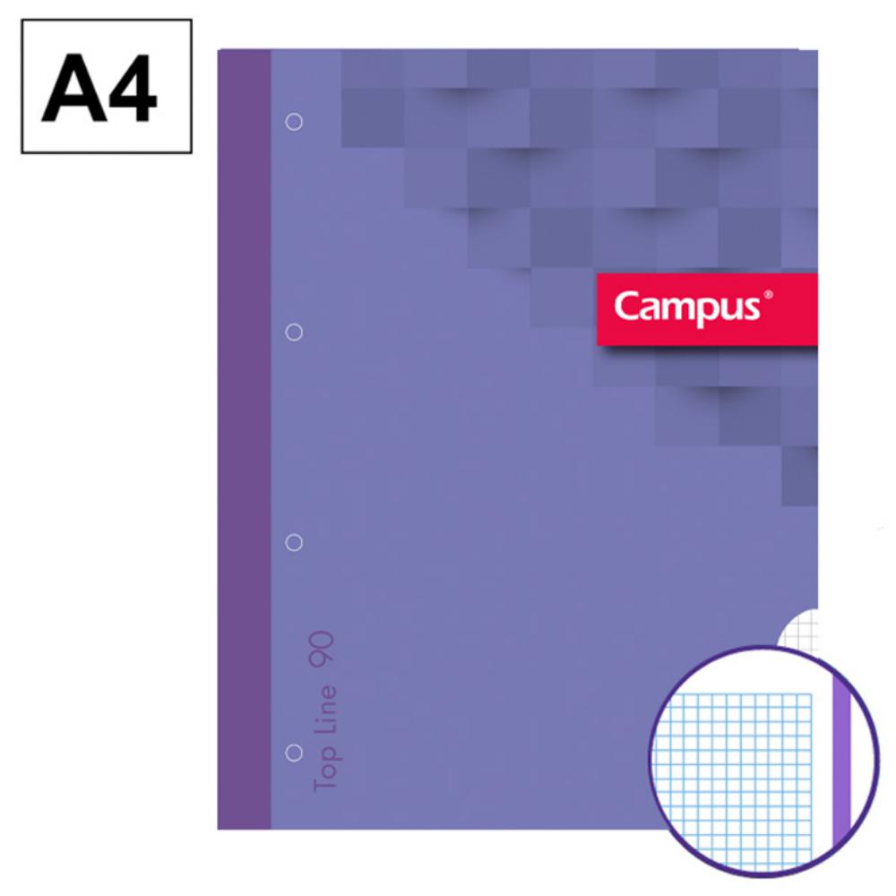 RECAMBIO ENCOLADO CAMPUS A4 80 HOJAS 90G CUADRICULA 5 MM 4 TALADROS MORADO