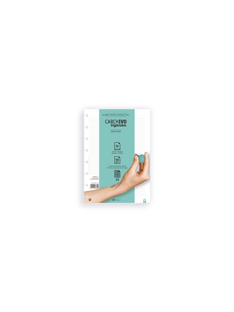 RECAMBIO A5 50H CUADRICULA INGENIOX