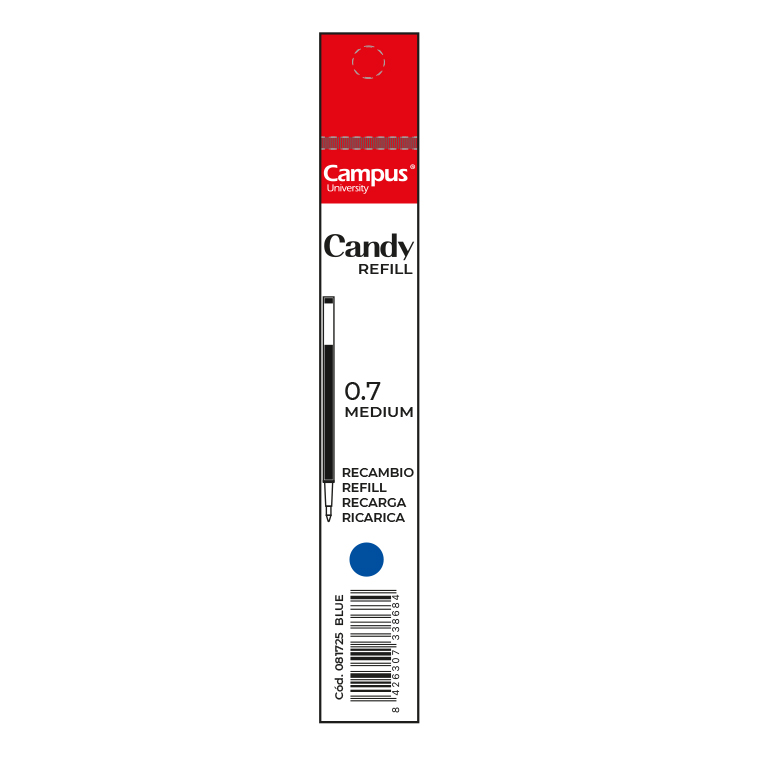 RECAMBIO BOLÍGRAFO TINTA GEL CAMPUS CANDY AZUL
