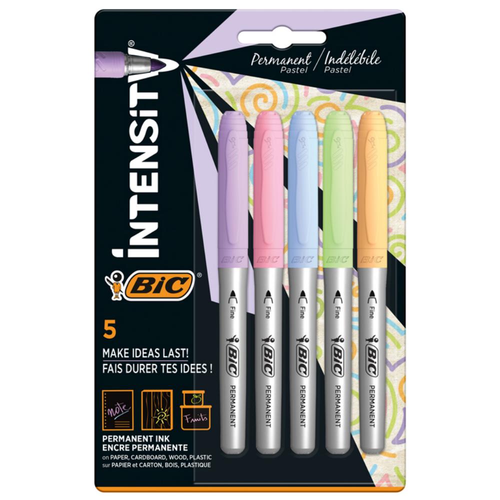 ROTULADOR BIC INTENSITY PERMANENTE 5 COLORES PASTEL