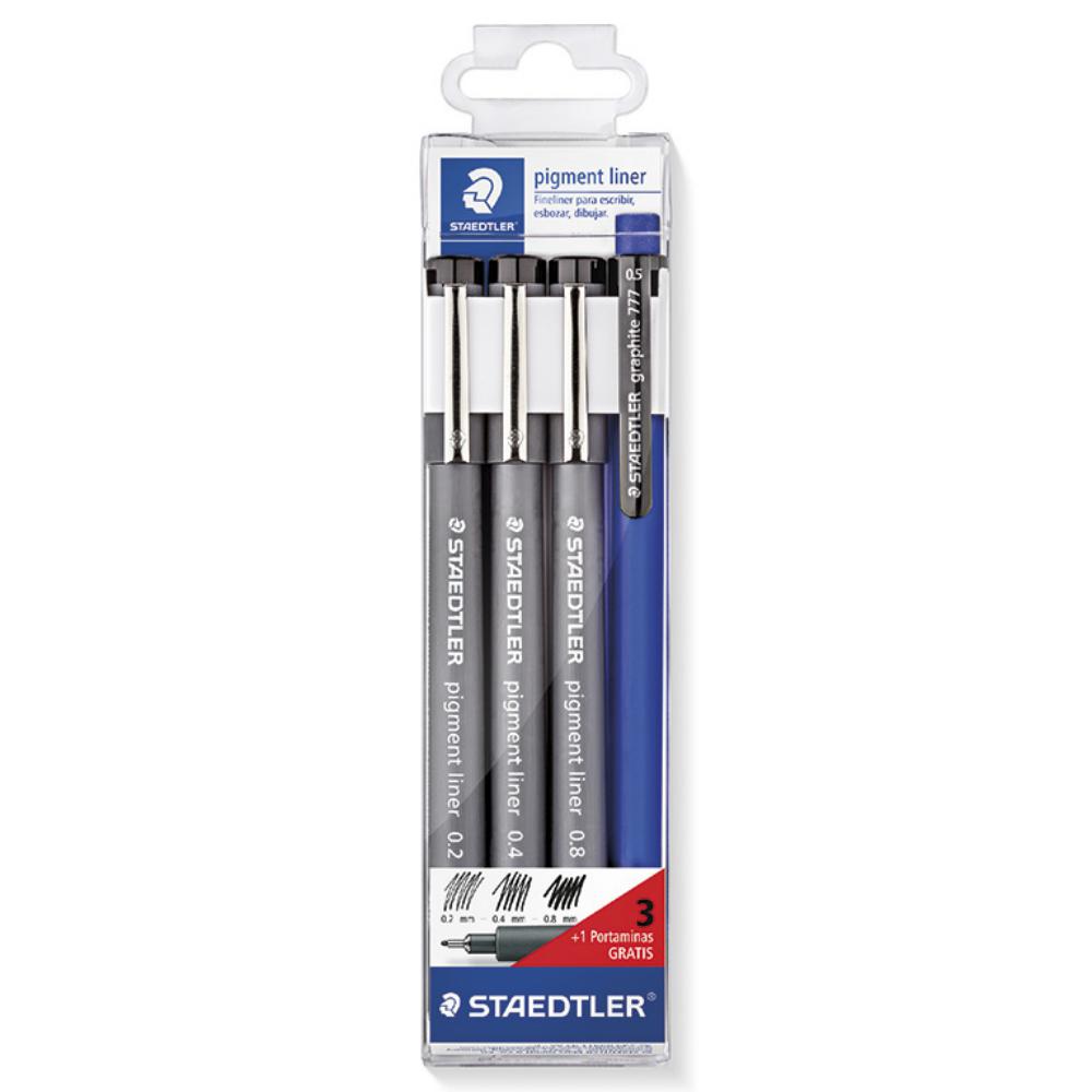 ROTULADOR CALIBRADO STAEDTLER PIGMENT LINER NEGRO 3 UD.