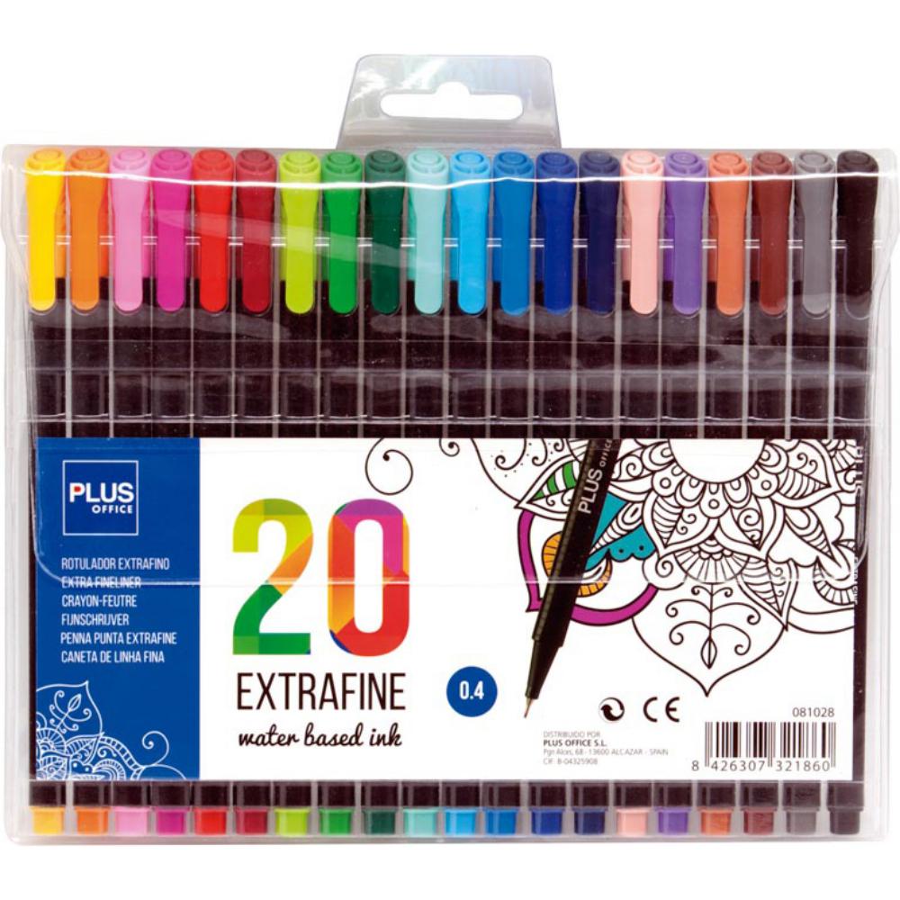 ROTULADOR PUNTA FIBRA PLUS OFFICE 0,4 MM COLORES SURTIDOS ESTUCHE 20 UD.