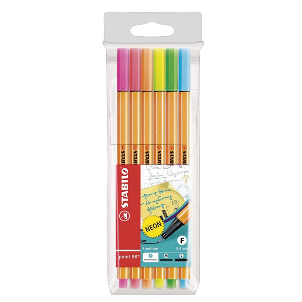 ROTULADOR PUNTA FIBRA STABILO POINT-88 NEON ESTUCHE 6 UD.