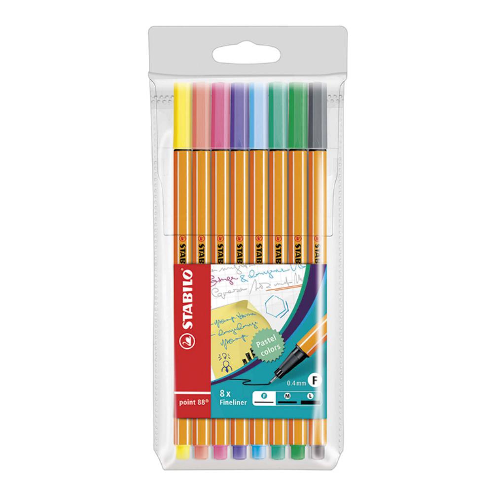 ROTULADOR PUNTA FIBRA STABILO POINT-88 PASTEL ESTUCHE 8 UD.