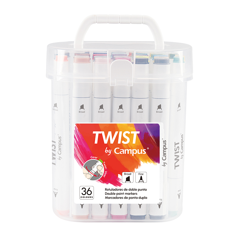 ROTULADOR TWIST DOBLE PUNTA 36u