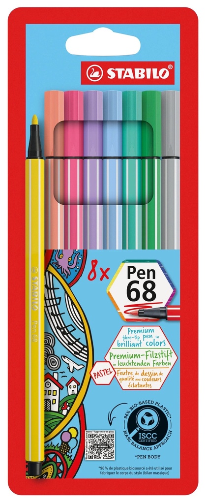 ROTULADOR STABILO PREMIUM PEN68 8U PASTEL