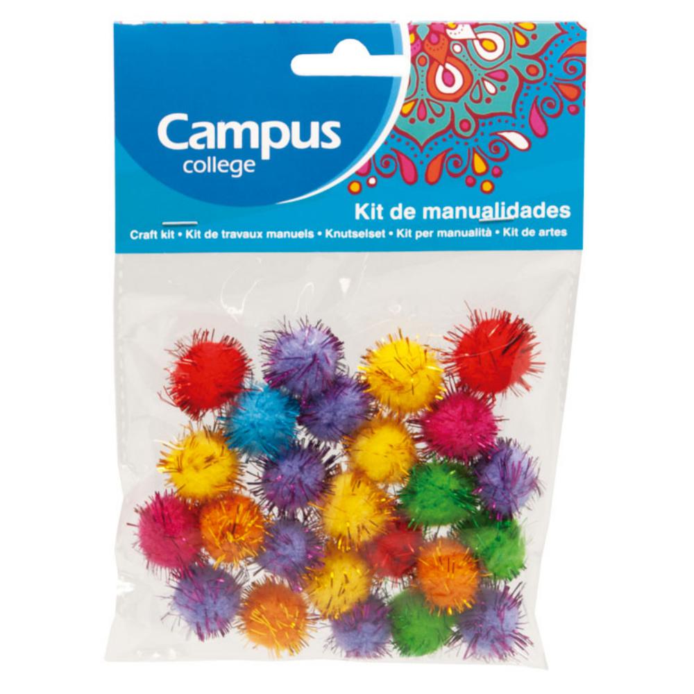 SET MANUALIDADES CAMPUS POMPON GLITTER 25U