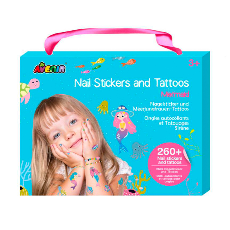 SET PEGATINAS UÑAS Y TATUAJES AVENIR SIRENAS