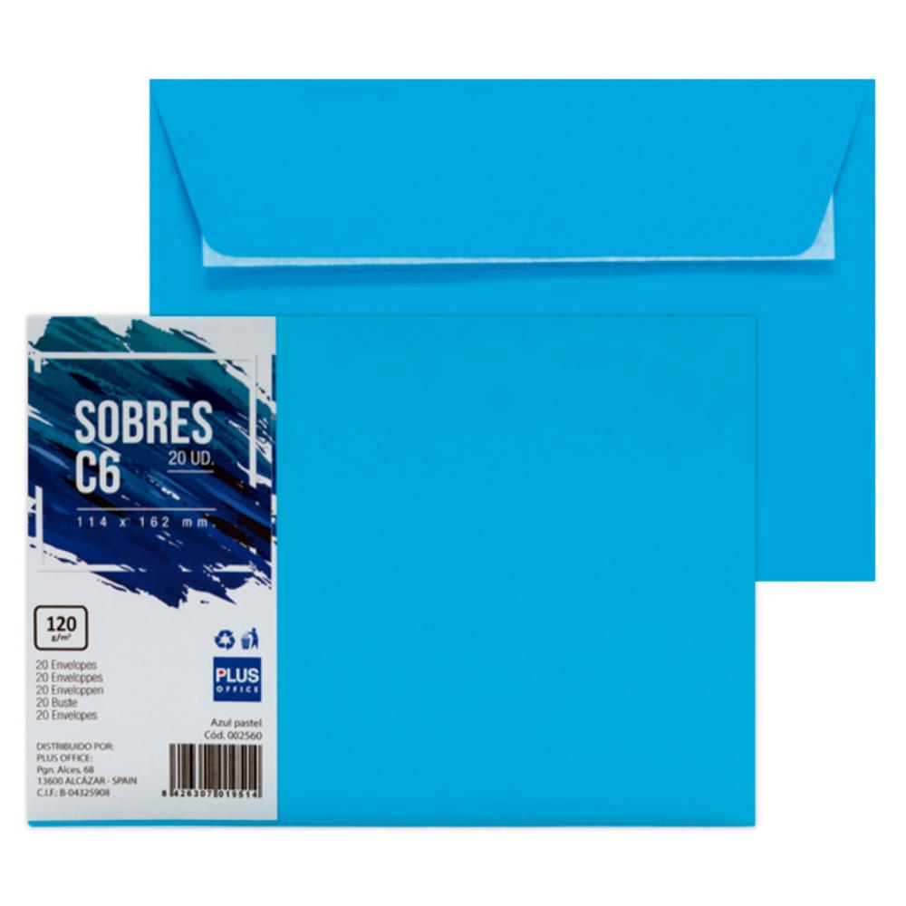 SOBRE PLUS 114*162 AZUL PASTEL 20ud