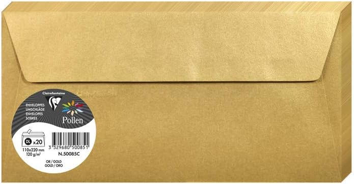 SOBRE POLLEN 110X220 DORADO 20UD