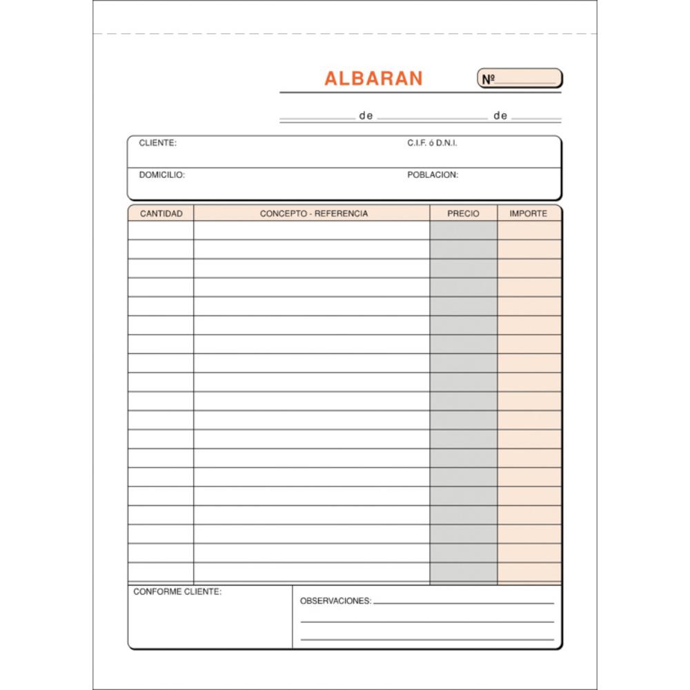 TALONARIOS ALBARAN CUARTO DUPLICADO T-120
