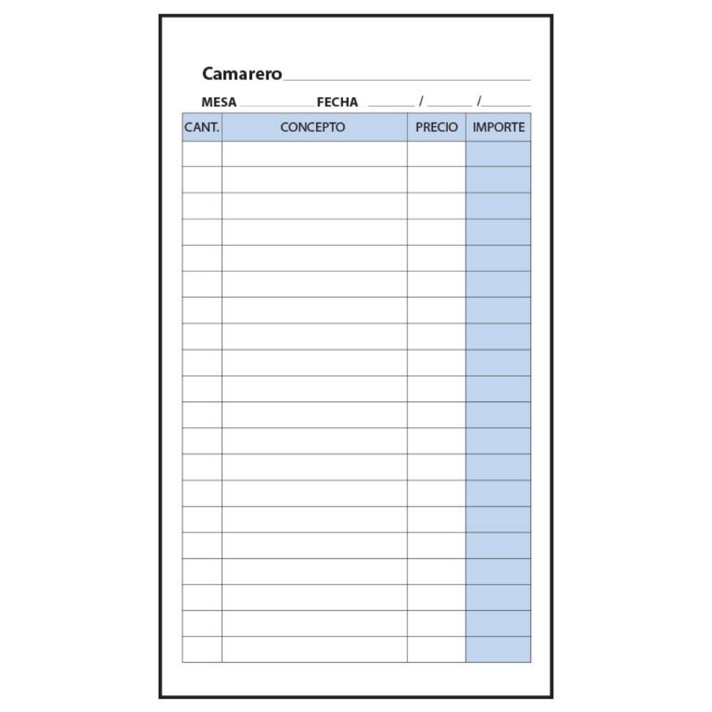 TALONARIO CAMARERO LARGO DUP T-2
