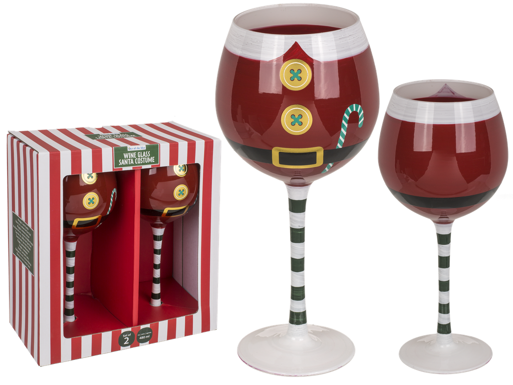 VASO DE VINO DISFRAZ DE SANTA