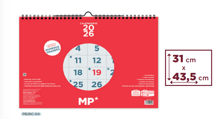 CALENDARIO PARED 31X43,5 2026
