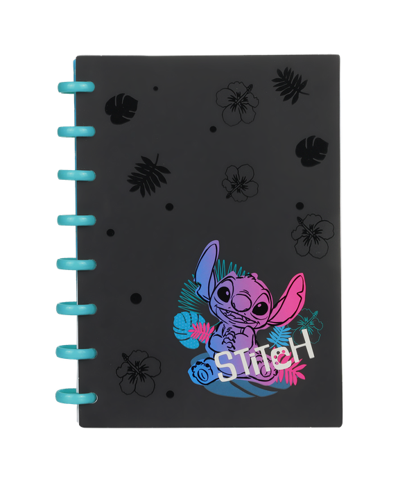 CUADERNO A5 100H CUADRIC.STITCH BLACK TROPICAL