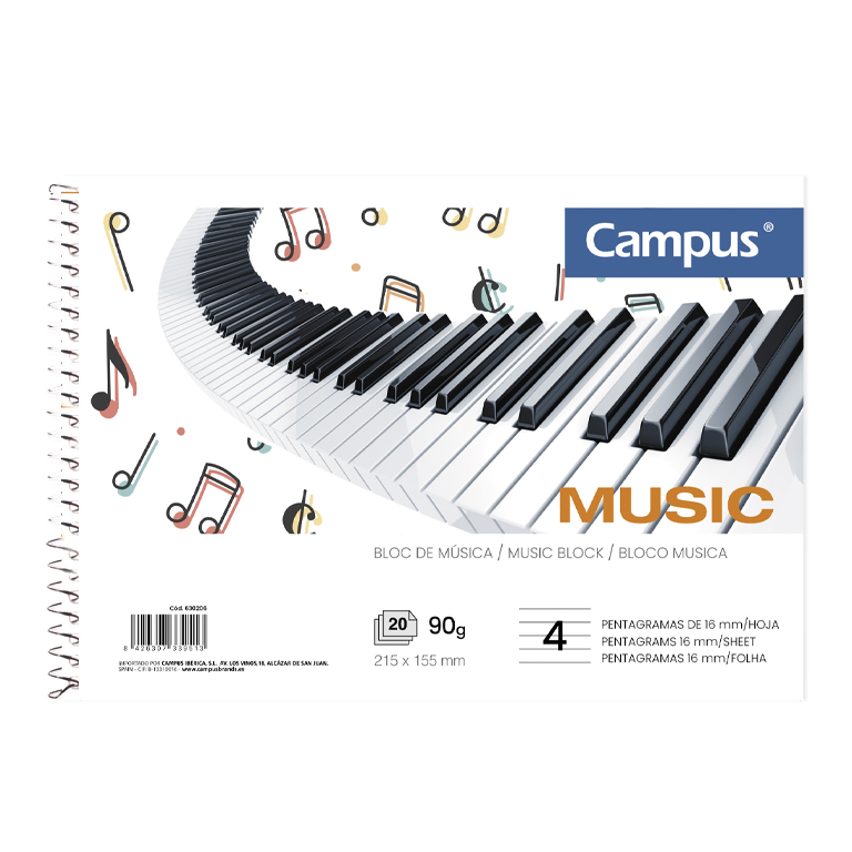 BLOC MUSICA CAMPUS A5 20H 90G PEN/16
