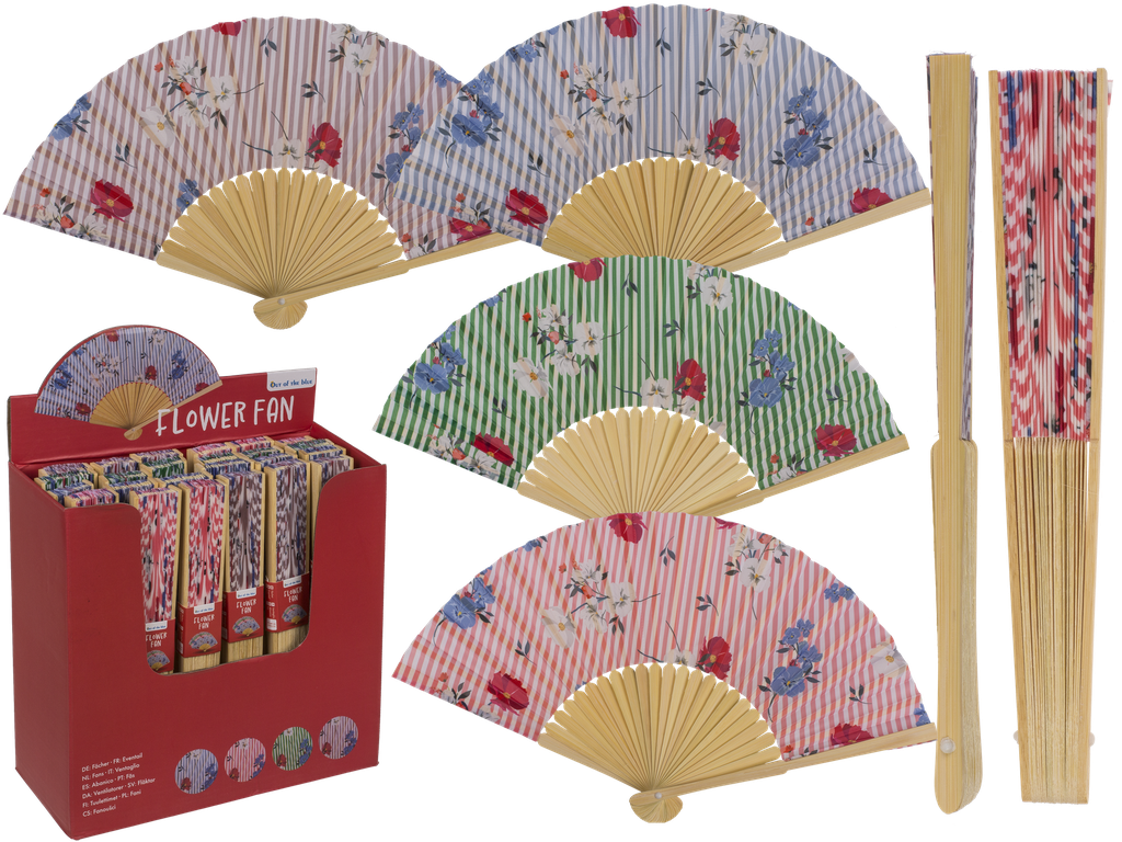 ABANICO FLORES ORIENTALES 21CM 230144