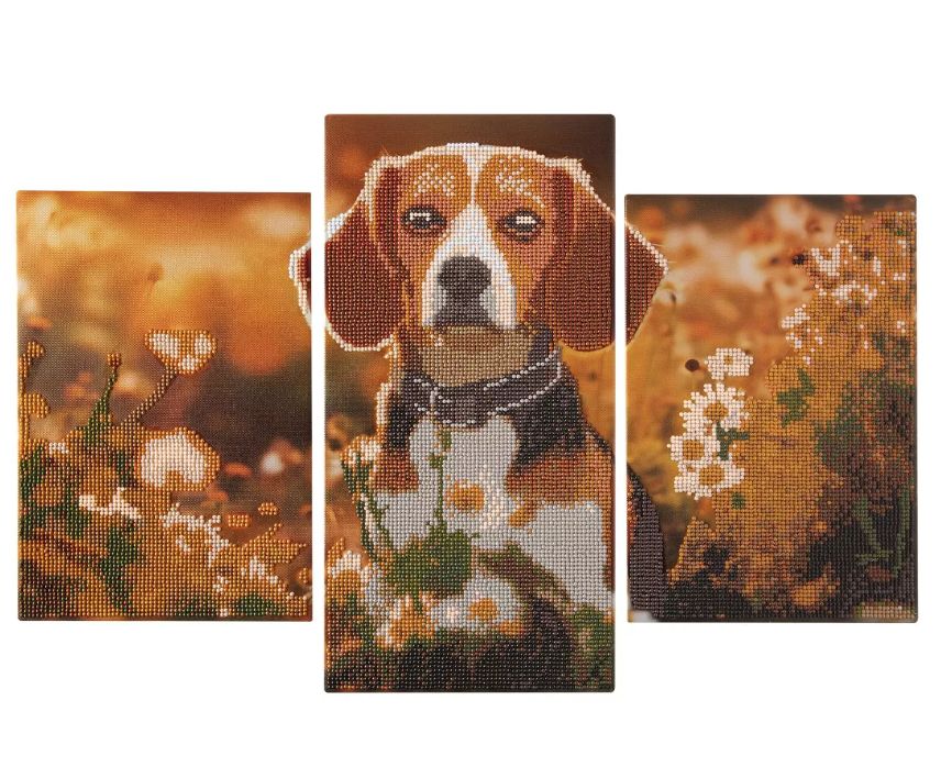 PINTAR CON DIAMANTES TRIPTICO PERRO